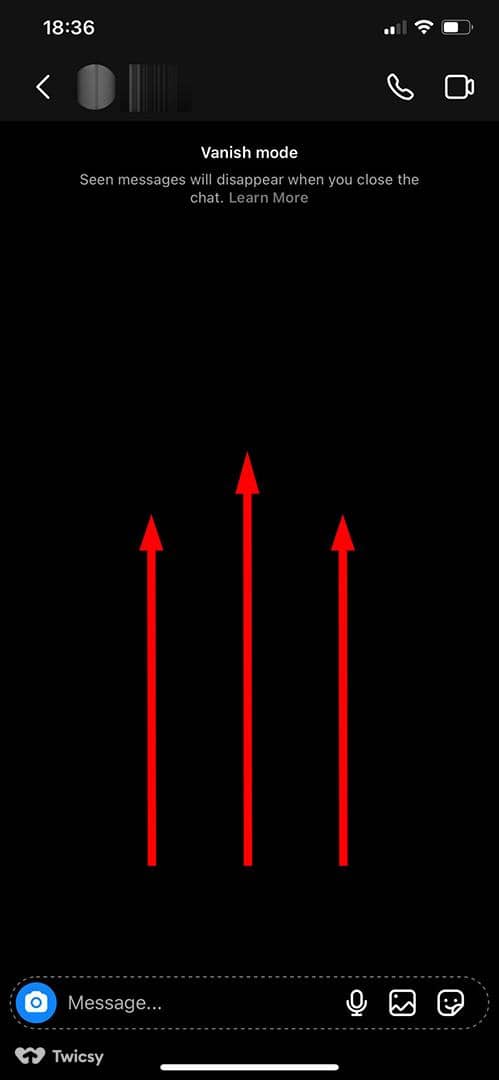 To turn off Vanish Mode by swiping up again or tapping “Turn off vanish mode” at the top of the chat.